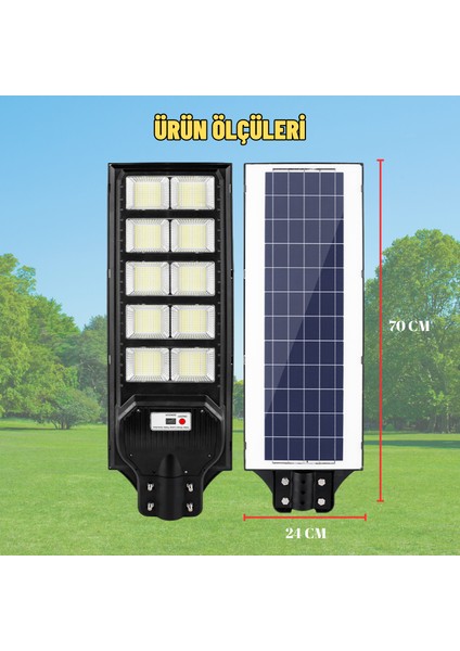 Solar Güneş Enerjili 1000W Kumandalı ve Hareket Sensörlü 1000 LED Bahçe ve Sokak Aydınlatma Lambası