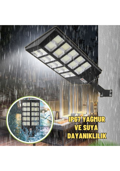 Solar Güneş Enerjili 1000W Kumandalı Hareket Sensörlü 800 LED Bahçe Sokak Aydınlatma Lambası 6V/30W