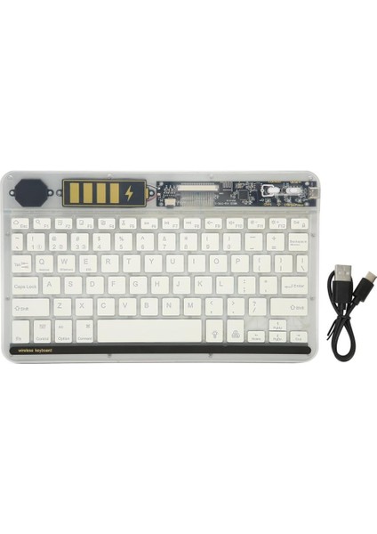 Welio M108A 10.1" Uyumlu Kablosuz Bluetooth Şarjlı Transparan Rgp 7 Renk Işıklı Klavye - Beyaz