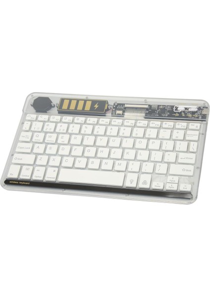 Chuwi Ubook x Pro 13" Uyumlu Kablosuz Bluetooth Şarjlı Transparan Rgp 7 Renk Işıklı Klavye - Beyaz