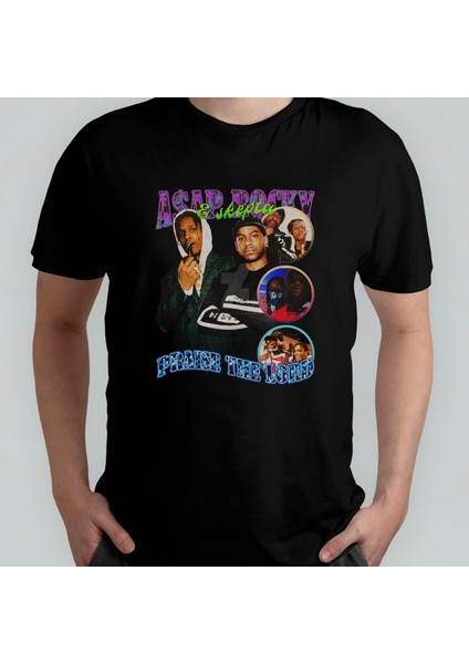 Asap Rocky Pamuklu Bisiklet Yaka T-Shirt Model - 2
