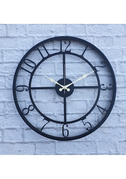 50 X 50 Siyah Renkli Metal Duvar Saati Çap 50 Cm Siyah
