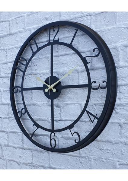 50 X 50 Siyah Renkli Metal Duvar Saati Çap 50 Cm Siyah