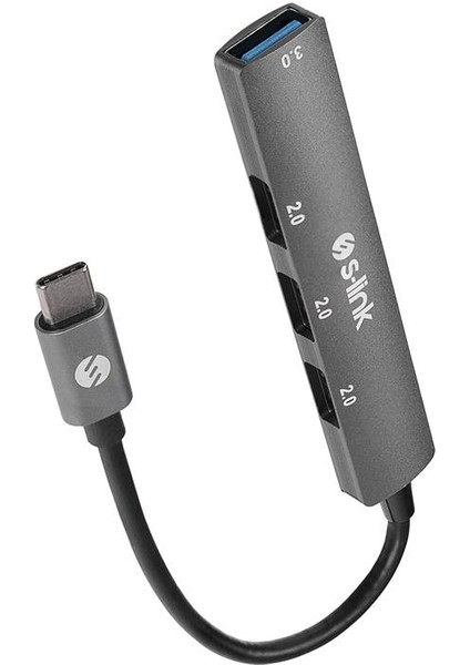 S-Lınk SW-U324 3*usb2.0, 1*usb3.0 Type-C Metal USB Hub Çoklayıcı