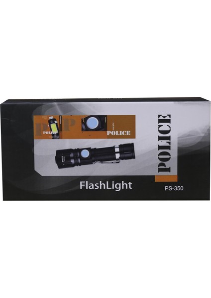 Polıce PS-350 Zoom Kırmızı Ikaz Işıklı ve Magnet Özellikli Şarjlı El Feneri