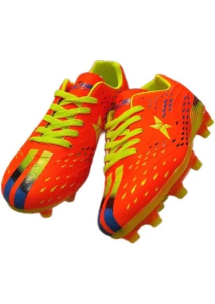 Çiğdem Halı Saha/krampon Futbol Ayakkabı - Turuncu-Neon Sarı-Lacivert - 45
