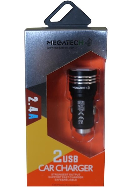 Megatech T05-M24 Renkli 2.4A 2usb Çelik Araç Şarj Aleti