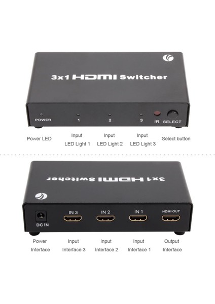Vcom DD433 3-1 Port 1.4V 3D Metal HDMI Switch