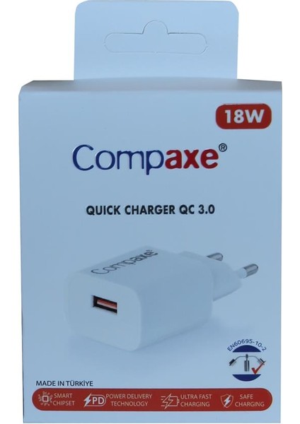 Compaxe CTA-150QC Qc 3.0 18W USB Ev Şarj Kafa