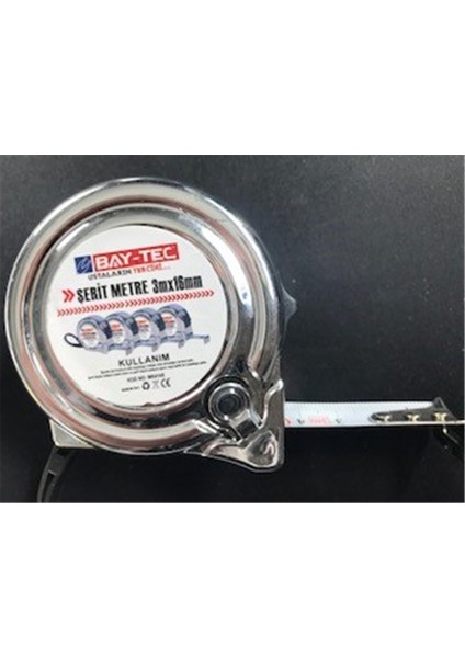 Bay-Tec MK4145 3mt 16MM Krom Şerit Metre