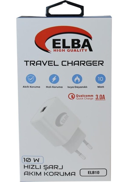 Elba ELB10 10W 3.0A Hızlı Şarj Akıllı Koruma USB Ev Şarj Kafa