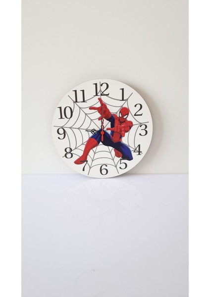 Yuvarlak Spiderman Örümcek Adam Çocuk Odası Duvar Saati 30 x 30 Ahşap Modern Çok Renkli
