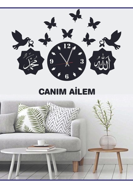 Siyah Kuş Kelebek Saat STILEVINIS062