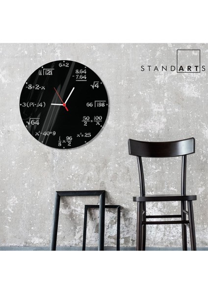Siyah W'clock Dekoratif Duvar Saati - Matematik