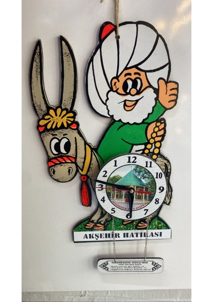 Kırmızı Nasreddin Hoca Tasarımlı Ters Çalışan Saat