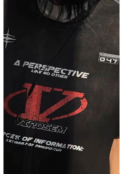 Retro A Perspective Like No Other Yıkamalı Kumaş T-Shirt