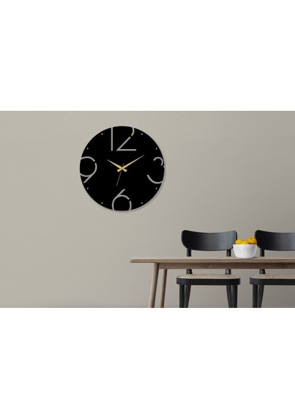 Arteka Design Siyah Luna Metal Siyah 49 cm Sessiz Akar Mekanizmalı Duvar Saati 49 x 49