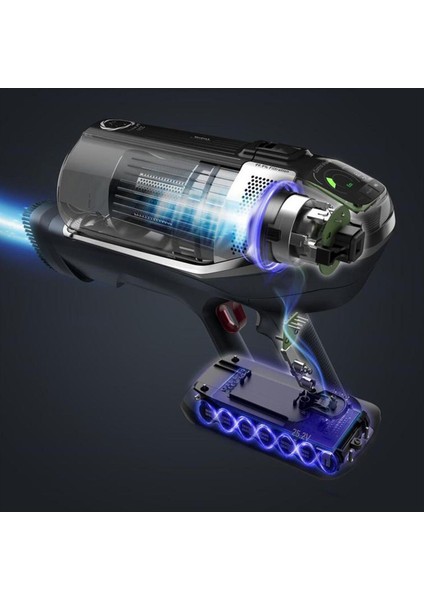 Siyah X-Force Seri Flex Batarya Dijital Motor, 'in En Güçlü Şarjlı Dikey Süpürgesi, Lambader Hediye fırsatları