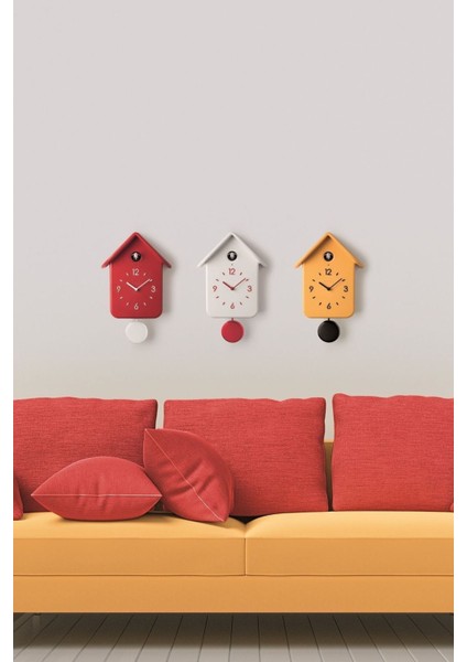 Modern Guzzini Home Qq Sarkaçlı Guguklu Saat Sarı Sarı Dikdörtgen 35 x 50