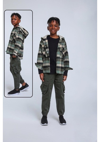 05-14 Yaş Erkek Çocuk Haki Renk Kargo Cepli Pantolon fiyatları