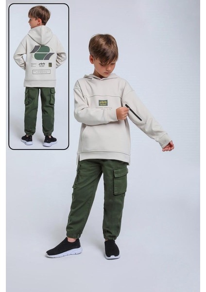 05-14 Yaş Erkek Çocuk Haki Renk Kargo Cepli Pantolon modelleri