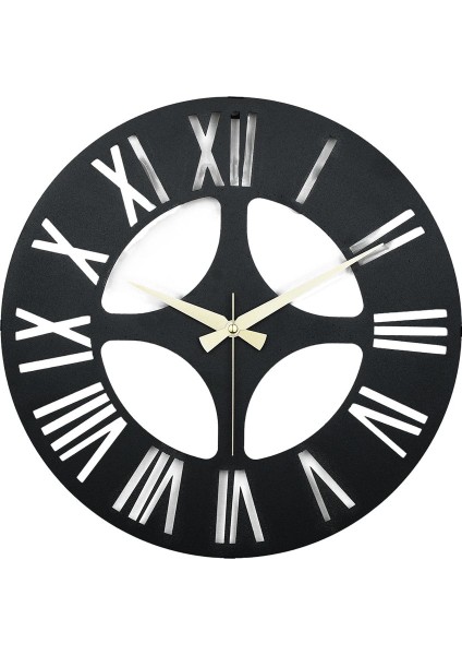 Siyah Roma Model Metal Lazer Kesim Akar Sessiz Mekanizmalı Duvar Saati (40*40 Cm) Yuvarlak Metal 40 fiyatları