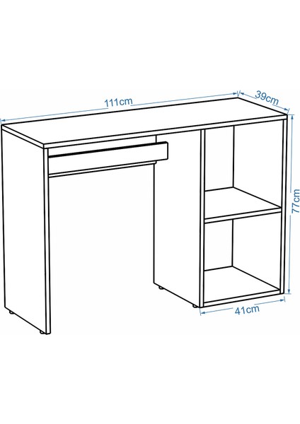 Clm109-Beyaz Raflı Çalışma Masası
