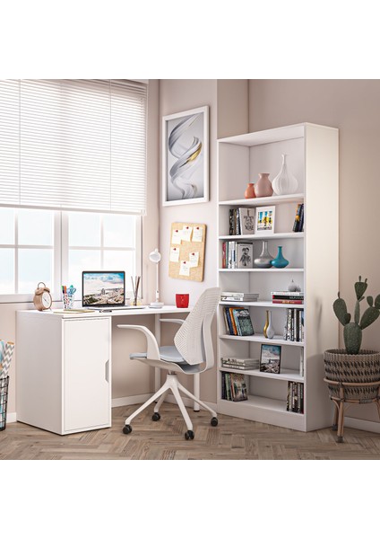 Clm110-Beyaz Kapaklı Kesonlu Çalışma Masası