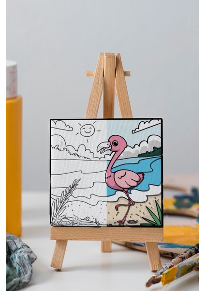 Sevimli Pembe Flamingo, Çocuk Eğitici Tuval Boyama Hobi Seti indirimleri