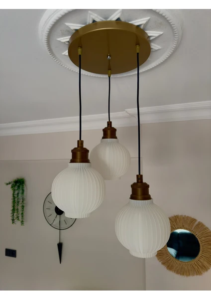 Limon 3Design Bohem 3'lü Sarkıt Avize - 3 Başlıklı Avize Iskandinav Modern Tasarım Yatak Odası Salon Yemek Odası