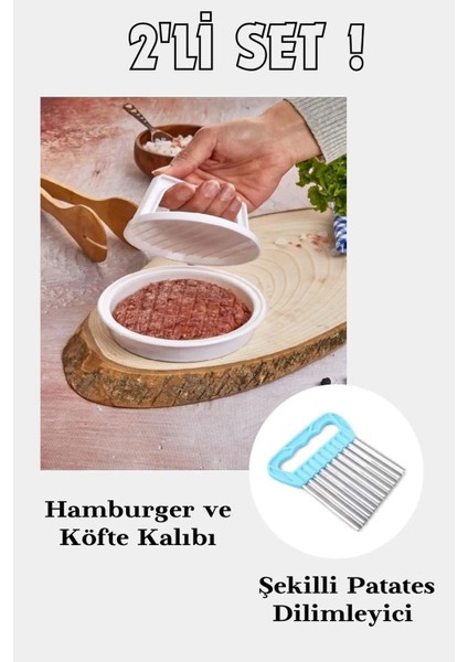 Hamburger ve Köfte Kalıbı Şekillendirici Pratik Köfte Yapma Aparatı ve Şekilli Patates Dilimleyici
