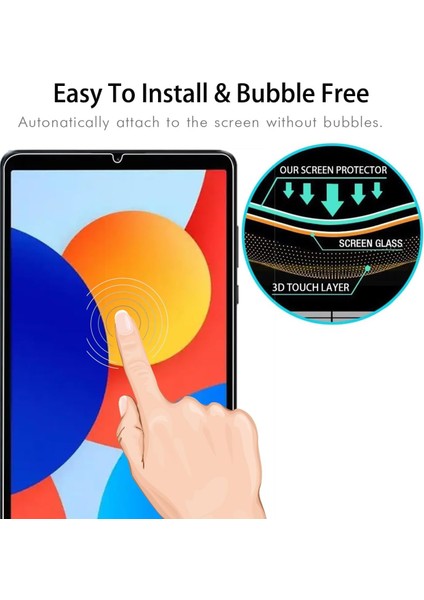 MTK Moveteck Xiaomi Redmi Pad Se 8.7 İnç Ekran Koruyucu Şeffaf Cam Nano