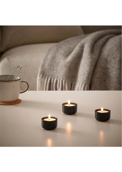 3 x 3 Hedervard Siyah Tealight Mumluk Adet 3 cm Siyah Alüminyum 3