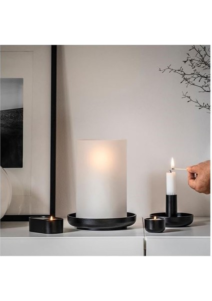 3 x 3 Hedervard Siyah Tealight Mumluk Adet 3 cm Siyah Alüminyum 3