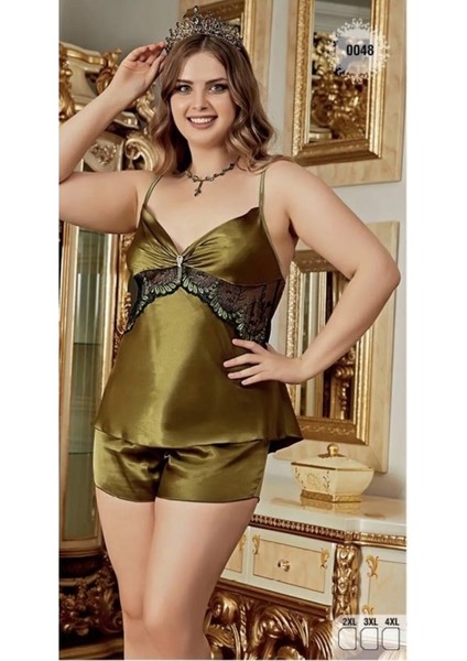 1 Adet Son 3Xl Büyük Beden Şortlu Gecelik Takım Pijama Kadın