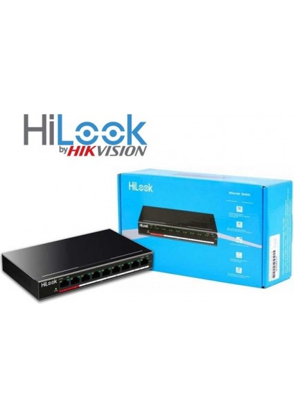 Hılook NS-0109P-60(B), 8 Port, Megabit, 8 Port Poe, 60W, +1 Port Megabit Uplink, Long Range 250METRE, Yönetilemez, Masaüstü Switch