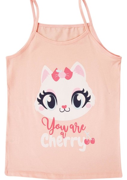 Kız Çocuk Ip Askılı Sevimli Kedi Desenli 3 Lü Atlet Pamuk - Karışık Renkli 3 Adet fırsatları