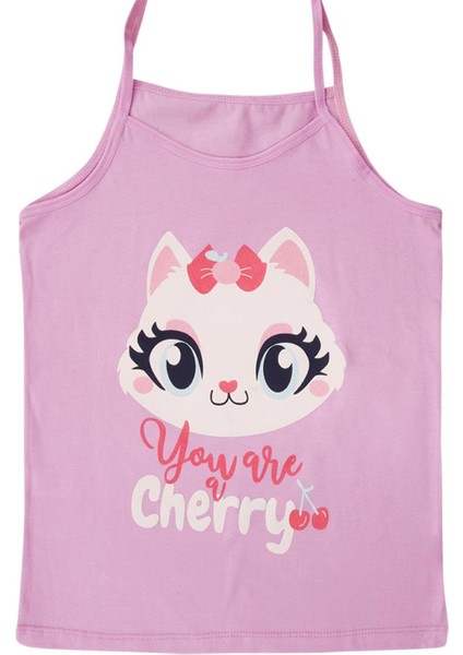 Kız Çocuk Ip Askılı Sevimli Kedi Desenli 3 Lü Atlet Pamuk - Karışık Renkli 3 Adet indirimleri