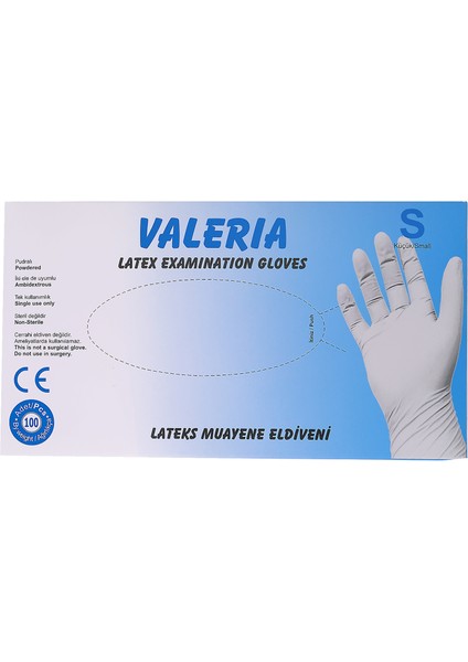 Valeria 3 Paket Lateks Pudralı Mua. Eldiveni 100'LÜ S