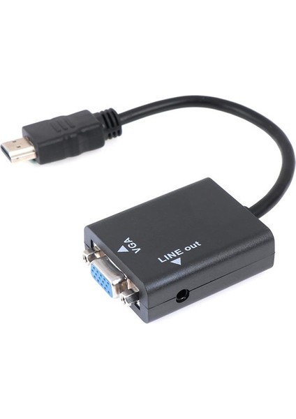 HDMI To VGA Ses Destekli Monitör Dönüştürücü Kablo Çevirici Adaptör