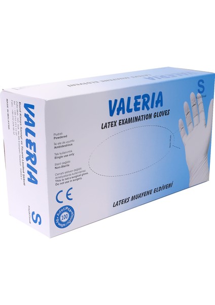 Valeria 12 Paket Lateks Pudralı Mua. Eldiveni 100'LÜ S