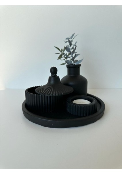 5 Özel Tasarım Mum ve Vazo Dekoratif Set Siyah Seramik fırsatları