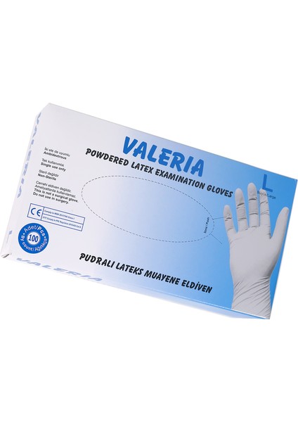 Valeria 6 Paket Lateks Pudralı Mua. Eldiveni 100'LÜ L