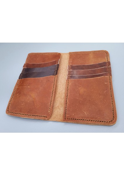 Deri Tamamen El Emeği Unisex 8 Kart 2 Banknot Alanı Cüzdan 8,5X15CM Kapalı Hali Um1 modelleri