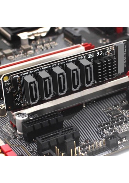 M.2 Nvme Pci-E X4 X8 X16 To Sata 3 5 Port Adaptor Riser Çoklayıcı Kart