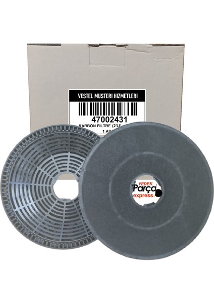 AD 6011 YX Davlumbaz Karbon Filtre 2li 1Takım Ankastre Aspiratör Bacasız Kullanım Kömür Filtresi 47002431