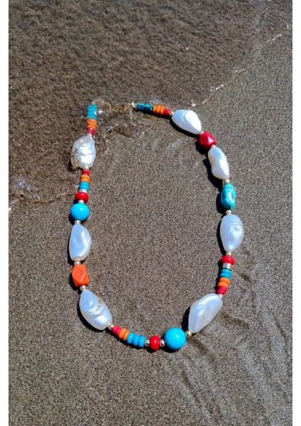 Incili Renkli Şık Kolye fiyatları