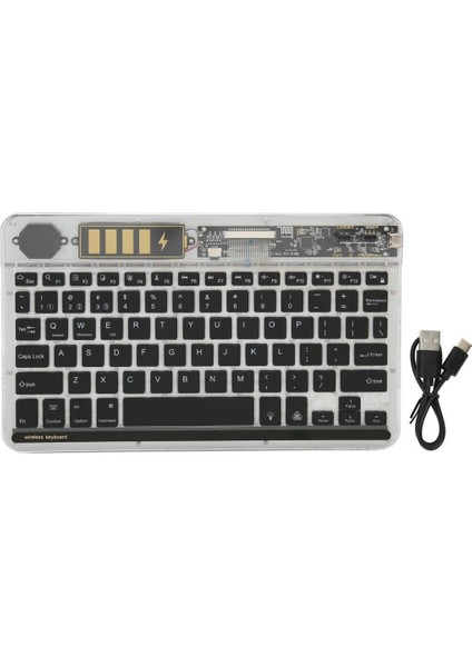 Denver TAQ-10252 10.1" Uyumlu Kablosuz Bluetooth Şarjlı Transparan Rgp 7 Renk Işıklı Klavye - Gri
