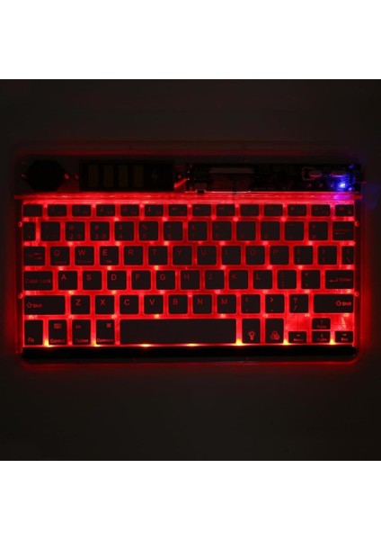 Denver TAQ-10252 10.1" Uyumlu Kablosuz Bluetooth Şarjlı Transparan Rgp 7 Renk Işıklı Klavye - Gri