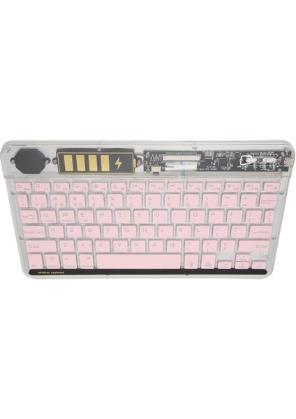 Welio Wpad Aura 10.1" Uyumlu Kablosuz Bluetooth Şarjlı Transparan Rgp 7 Renk Işıklı Klavye - Pembe